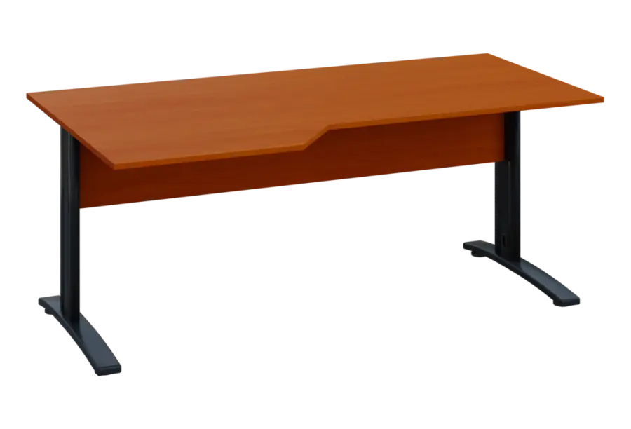 EZK 28 - 186 stůl kancelářský, rohový, levý, kovová podnož černá, deska 25 mm, široký 1800 mm, třešeň šumavská